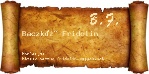 Baczkó Fridolin névjegykártya